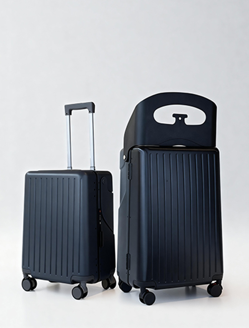 20 and 24 Inch Luggage Set for Parent-Child Trips PC Aluminum Frame with Kids Backrest TSA Push Locks-Exterior Features-1