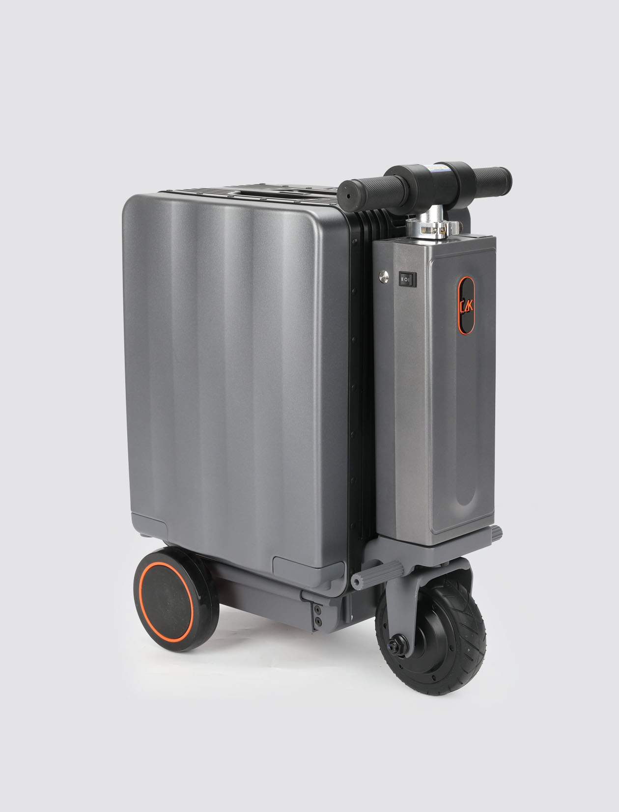 3-in-1 Electric Scooter Luggage with 2600mAh Power Bank 13KM Range PC Shell Aluminum Frame Detachable Wheels Travel Luggage-Exterior Features-1