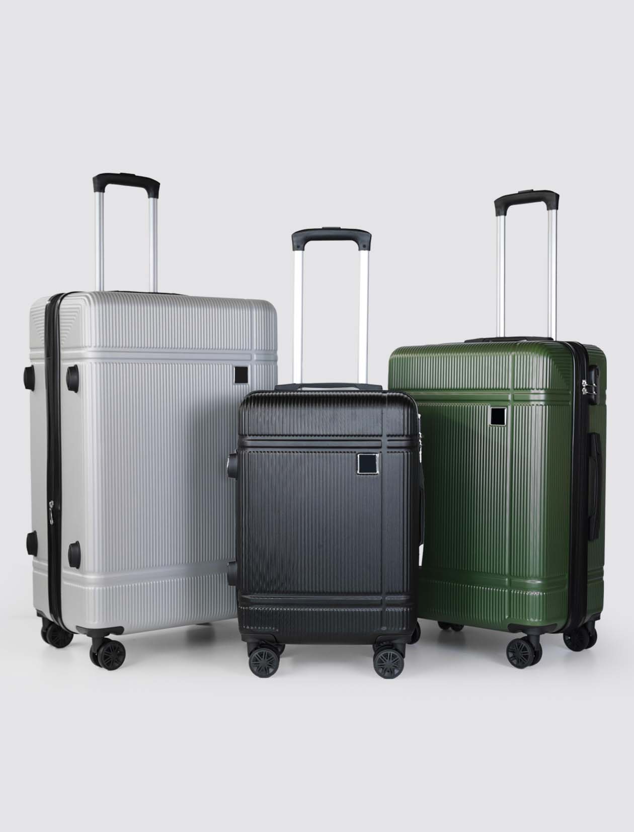 ABS Expandable 3-Piece Set with 360° Silent Wheels TSA Lock Complete Luggage Set-Exterior Features-1