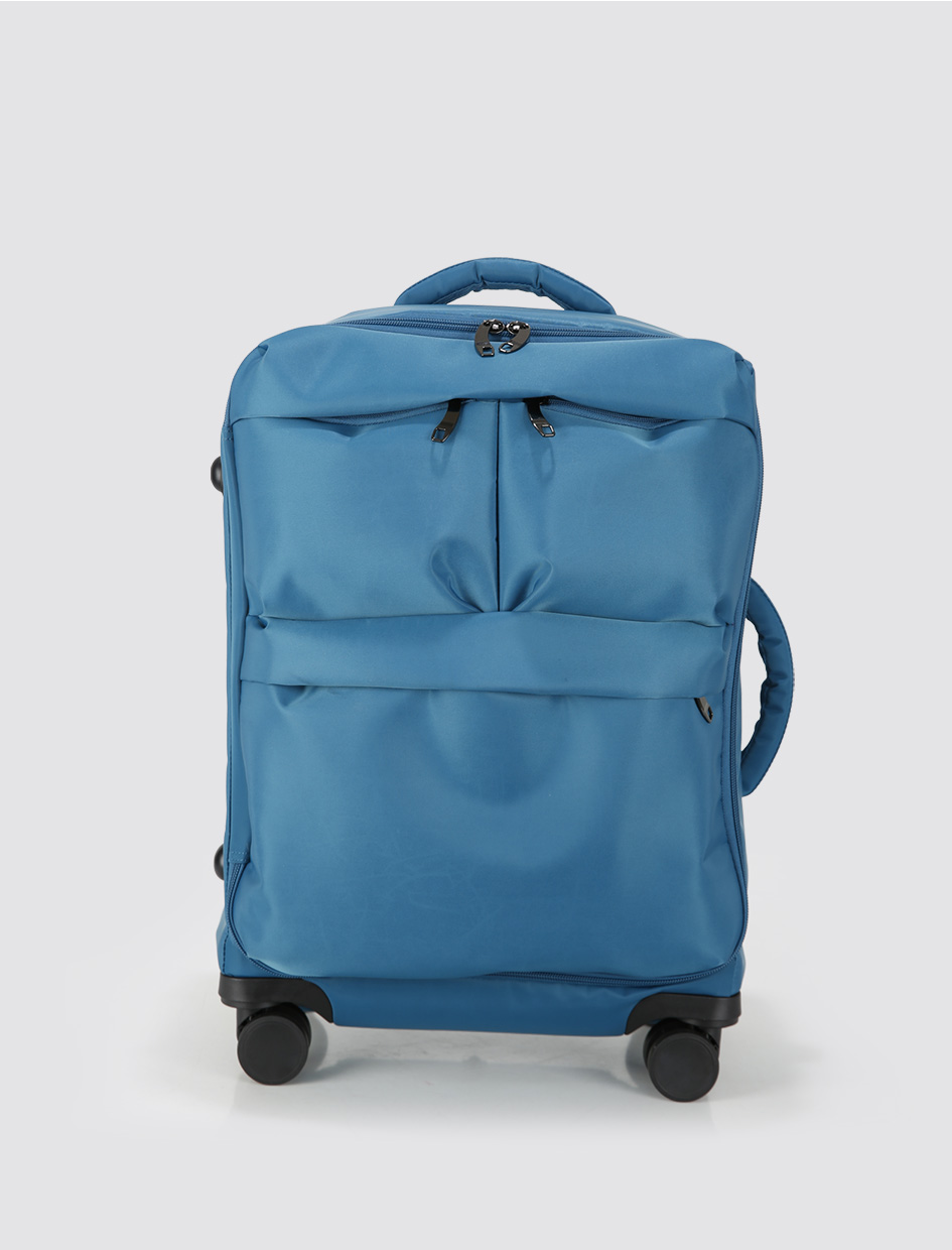 Custom Oxford Pearl Cotton Handle 20 Inch Durable Portable Spinner Business Water Proof Fabric Carry-On Aluminum Trolley Luggage-Exterior Features-1