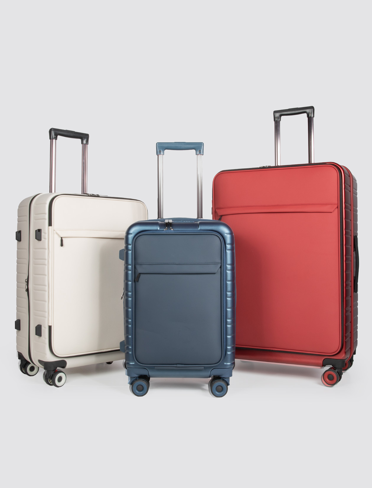 Durable 3-Piece Travel Set Hybrid Construction Front-Opening Design with Waterproof Pockets & Organized Interior Expandable Travel Suitcase-Exterior Features-1