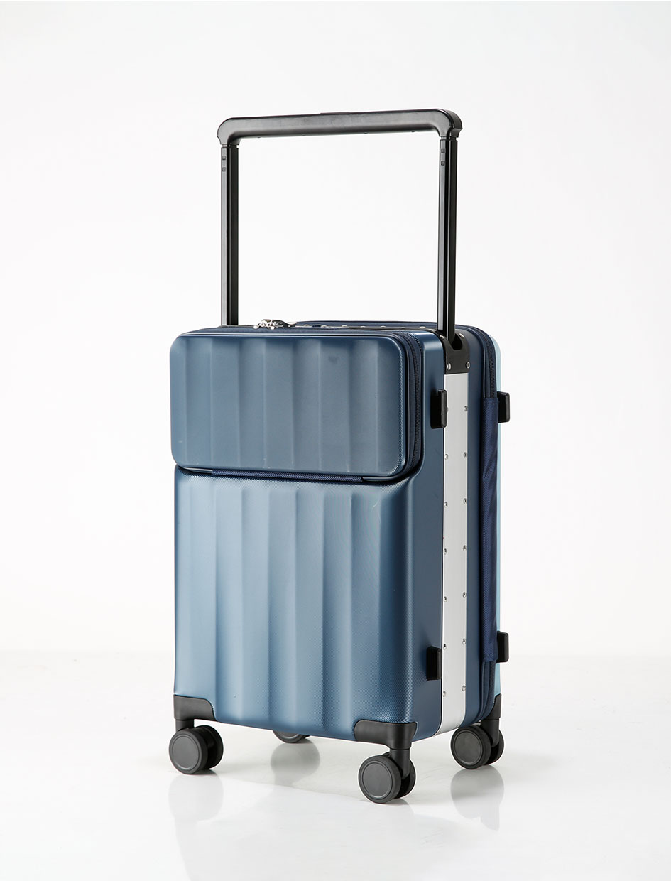 Durable PC Beaded Luster Finish 4-Wheel Luggage Japanese Double Quiet Spinner Front Open TSA Lock Push Large Storage Capacity-Exterior Features-1