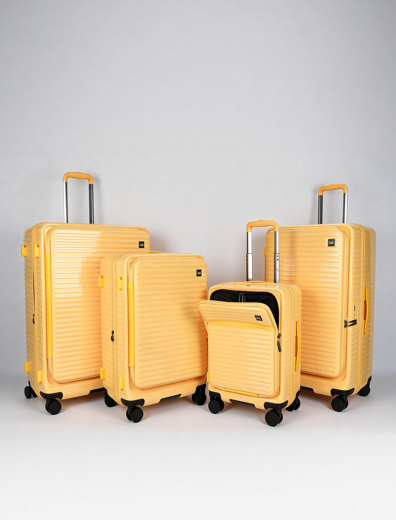 High-Gloss PC Front-Opening 20 Inch Semi-Foldable Design Compact Cabin Carry on 20242830 4-piece Luggage Set-Exterior Features-1