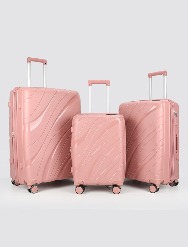 Lightweight PP Material 3-Piece Luggage Set with 360° Silent Spinner Wheels & TSA Lock Expandable Design Durable Travel Suitcase Set-Exterior Features-1