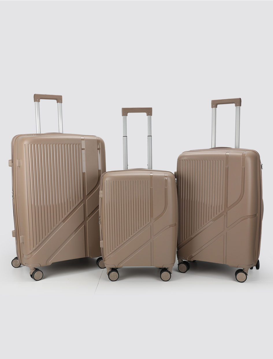 Lightweight PP Material 3-Piece Luggage Set with 360° Silent Spinner Wheels & TSA Lock Expandable Design Durable Travel Suitcase Set-Exterior Features-1