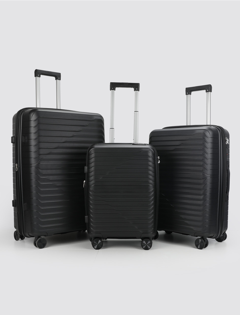 Lightweight PP Material 3-Piece Luggage Set with 360° Silent Spinner Wheels & TSA Lock Expandable Design Durable Travel Suitcase Set-Exterior Features-1