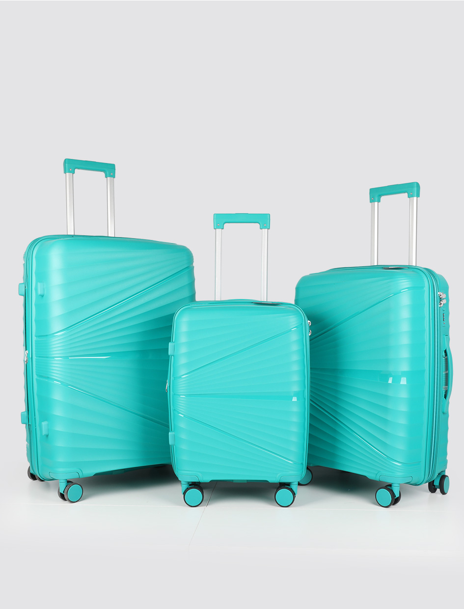 Lightweight PP Material 3-Piece Luggage Set with 360° Silent Spinner Wheels & TSA Lock Expandable Design Durable Travel Suitcase Set-Exterior Features-1
