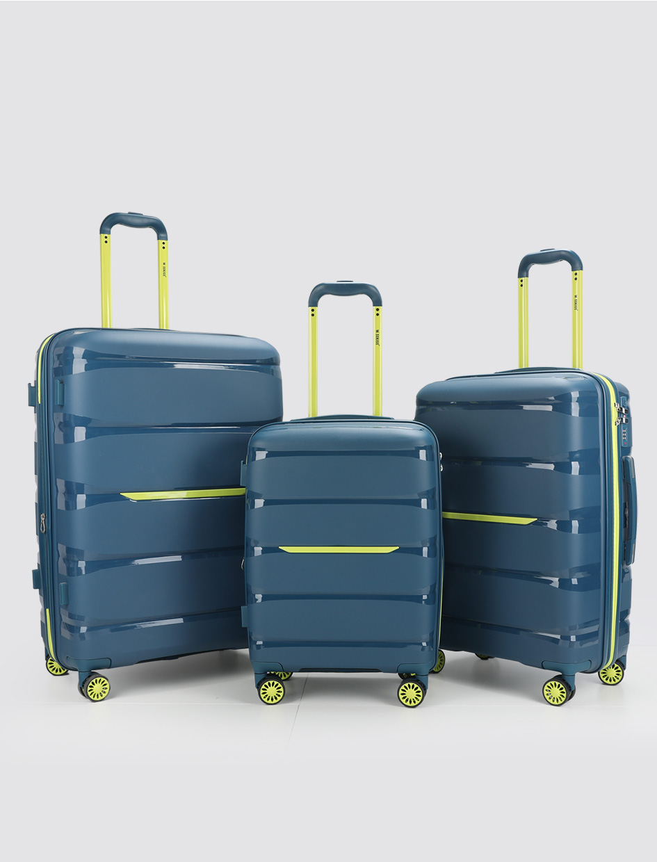 Lightweight PP Material 3-Piece Luggage Set with 360° Silent Spinner Wheels & TSA Lock Expandable Design Durable Travel Suitcase Set-Exterior Features-1