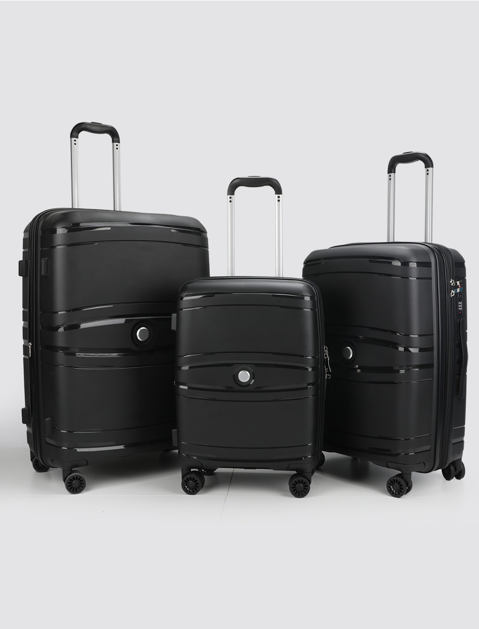 Lightweight PP Material 3-Piece Luggage Set with 360° Silent Spinner Wheels & TSA Lock Expandable Design Durable Travel Suitcase Set-Exterior Features-1