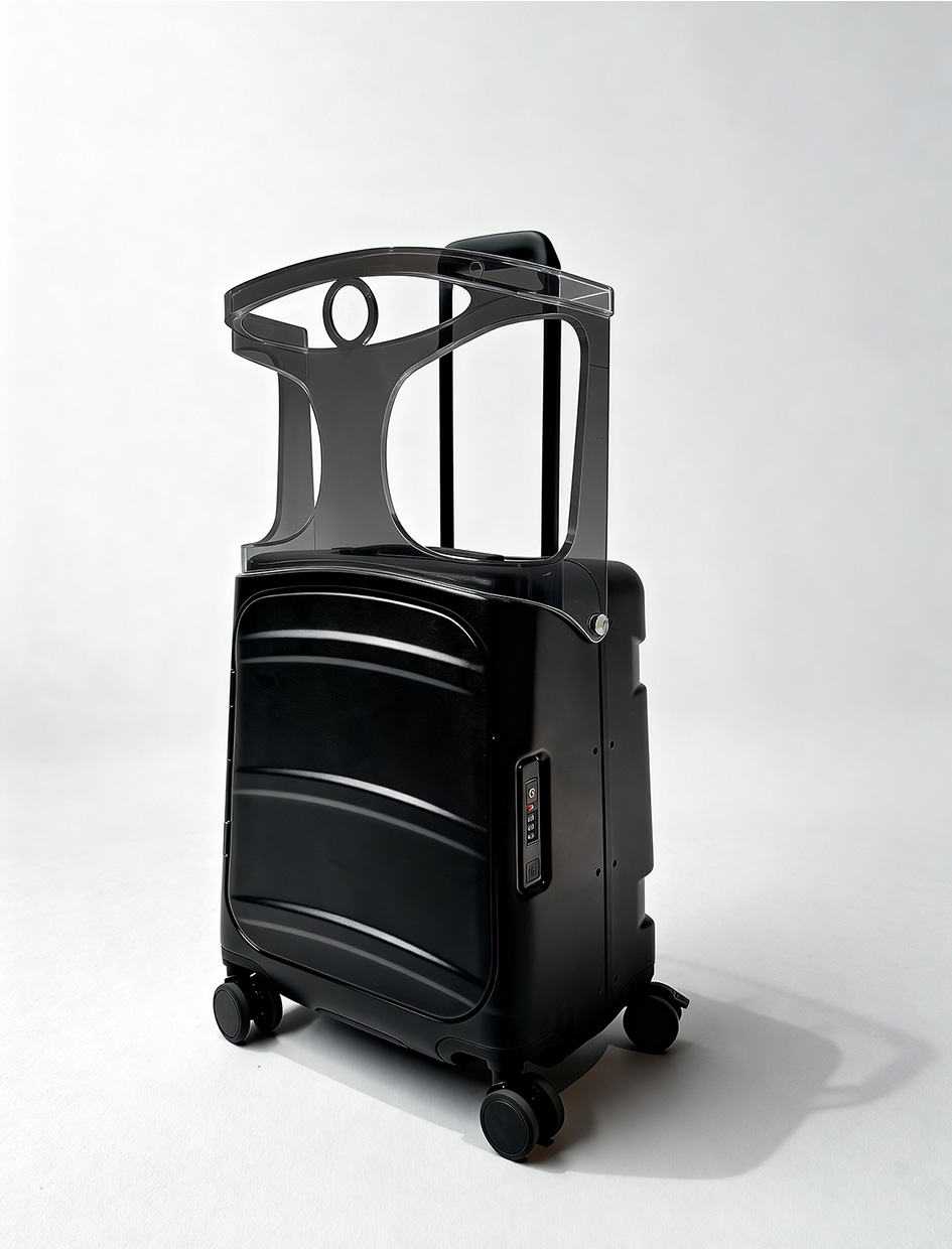 Transparent Backrest & Foldable Seat Mama-Friendly Airline Approved Carry-On Suitcase-Exterior Features-1