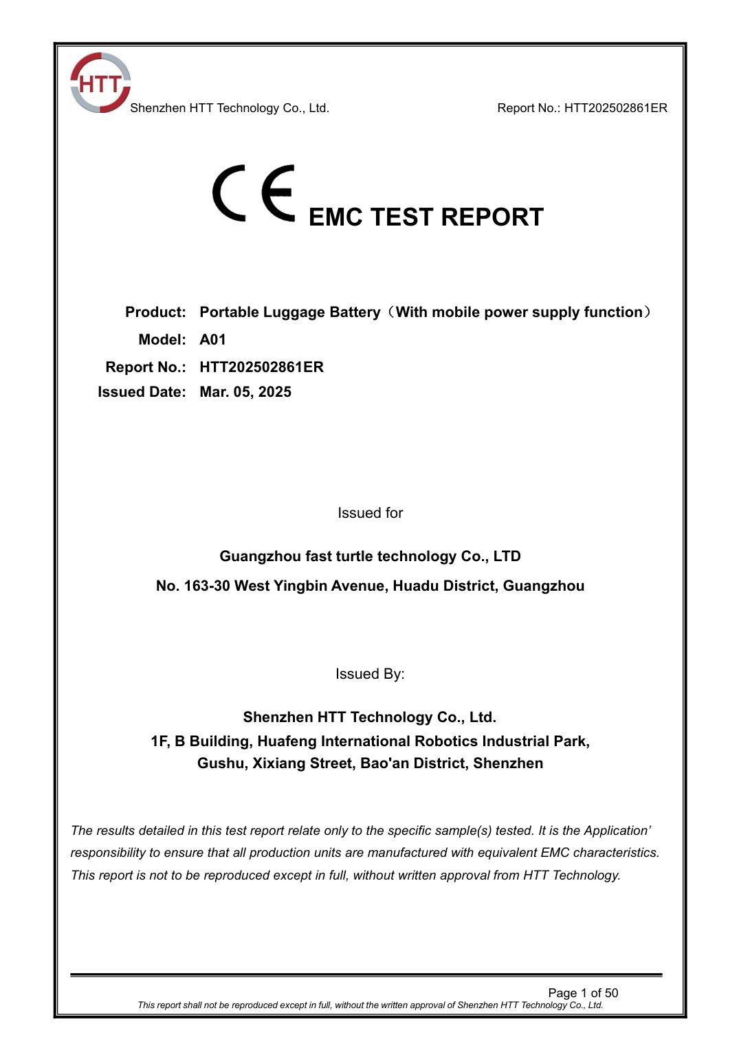 CE-EMC Test Report &mdash; Finished Luggage (HTT) &mdash; EN 55032 / EN 55035