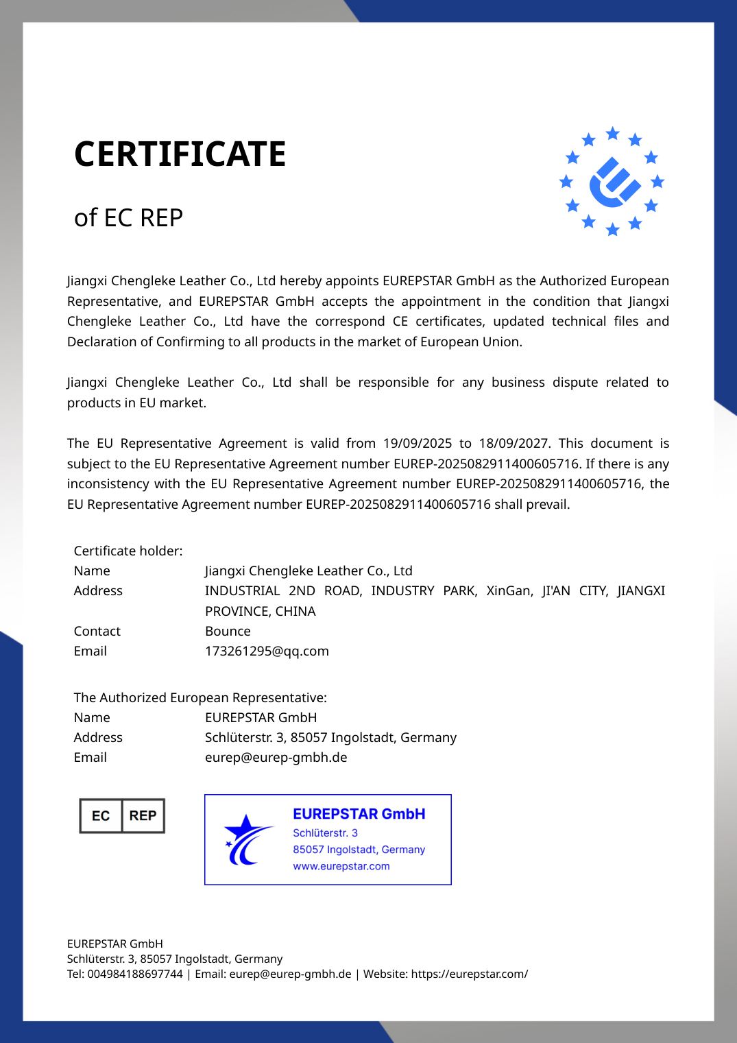 GPSR EU Authorized Representative Registration &mdash; EU General Product Safety Regulation (GPSR) 2023/988